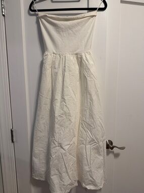 GAP White Strapless Midi Dress